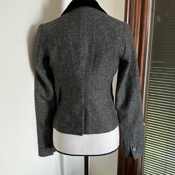 American Eagle Outfitters | Silver Gray Tweed Blazer with Velvet Trim Size XS - Picture 7 of 13